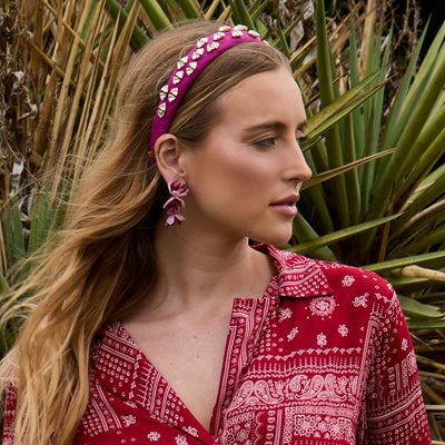 Lele Sadoughi HEADBANDS WILDBERRY CHARLOTTE CORDUROY CRYSTAL EMBELLISHED HEADBAND