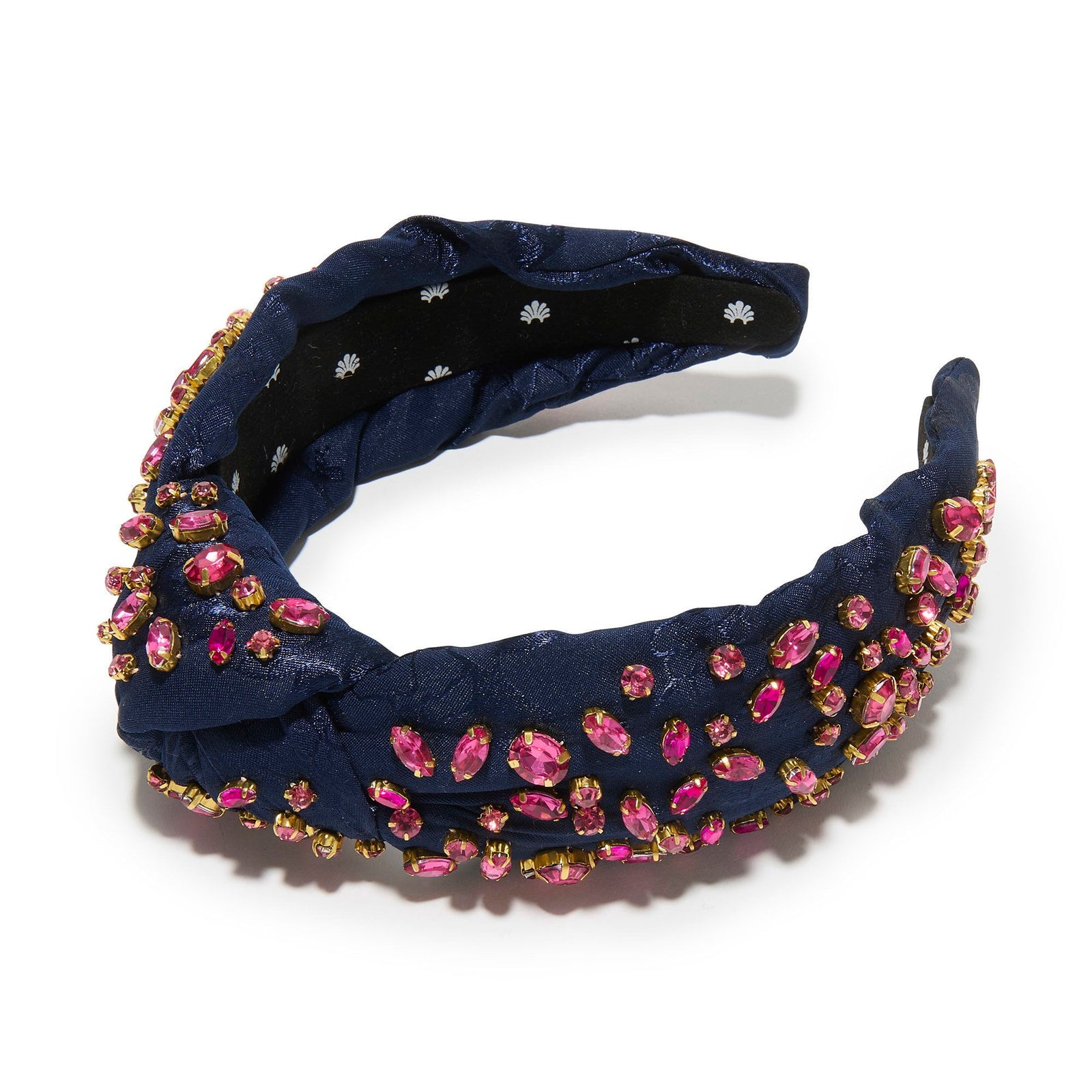 Lele Sadoughi HEADBANDS WILDBERRY NAVY MIXED CRYSTAL SILKY KNOTTED HEADBAND