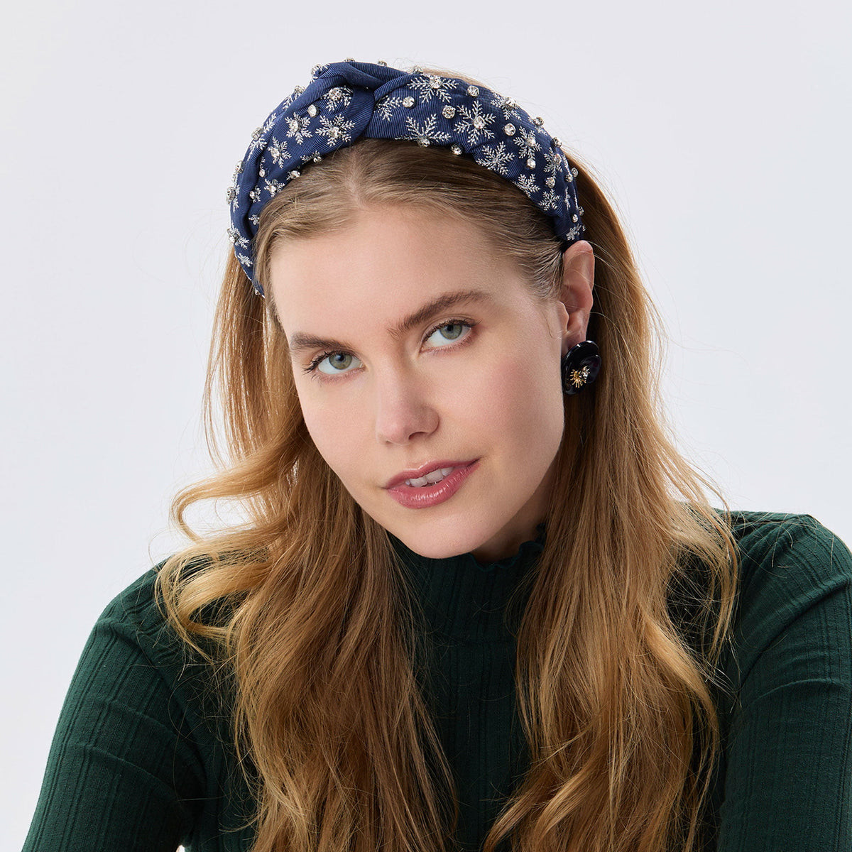 Lele Sadoughi HEADBANDS WINTER WONDERLAND MARLENE SNOWFALL EMBROIDERED HEADBAND