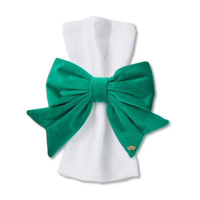 Lele Sadoughi HOME ONE SIZE GREEN SET OF 4 VELVET BOW NAPKIN RINGS