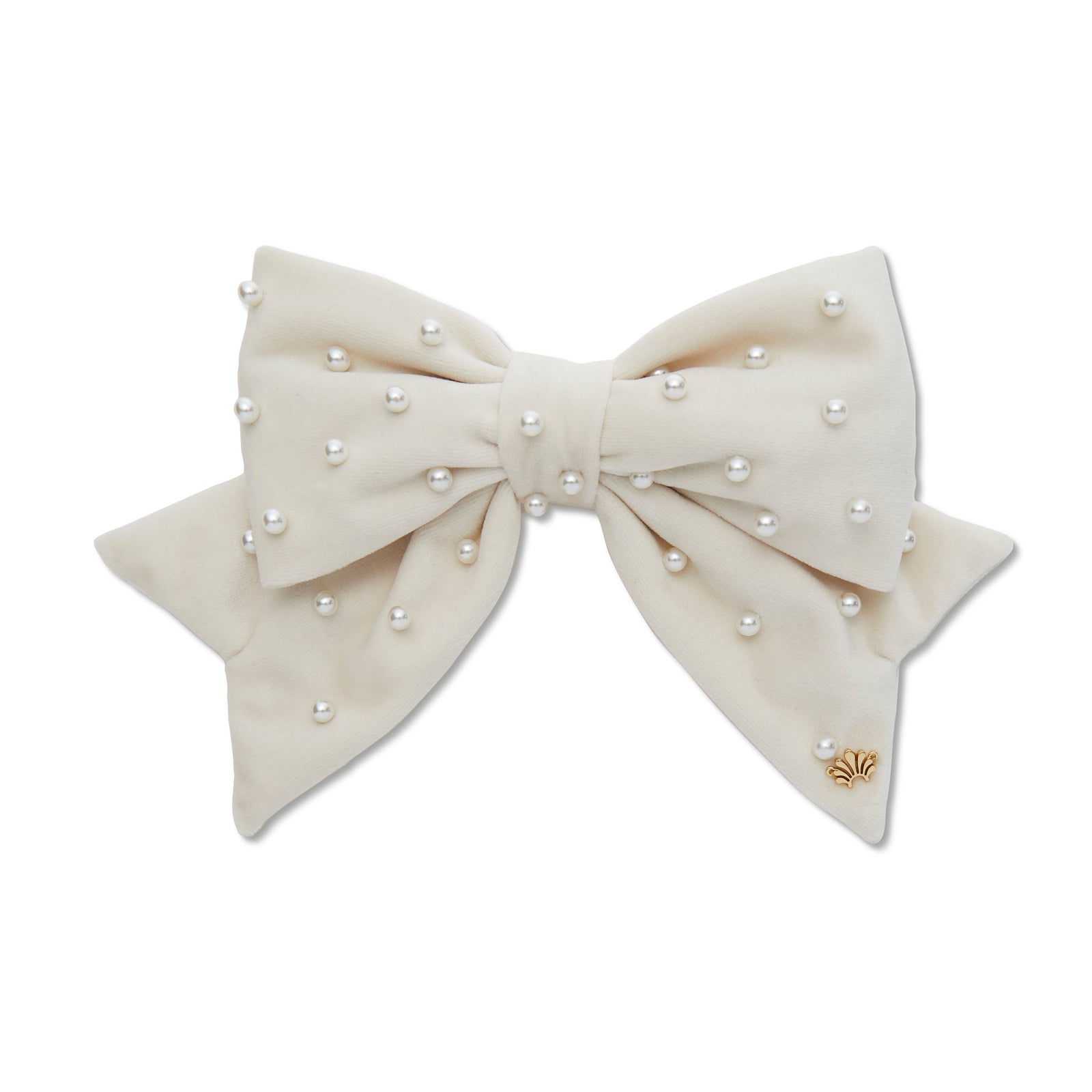 Lele Sadoughi HOME ONE SIZE IVORY SET OF 4 VELVET PEARL BOW NAPKIN RINGS