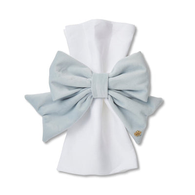 Lele Sadoughi HOME ONE SIZE SKY BLUE SET OF 4 VELVET BOW NAPKIN RINGS
