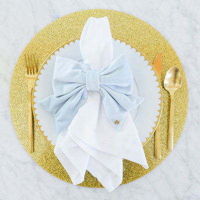 Lele Sadoughi HOME ONE SIZE SKY BLUE SET OF 4 VELVET BOW NAPKIN RINGS