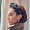 Lele Sadoughi JET FLORAL VERONICA CRYSTAL TRIM HEADBAND