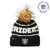 Lele Sadoughi Licensed Beanies BLACK RAIDERS LELE X NFL BEANIE FAUX FUR POM