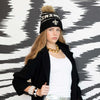 Lele Sadoughi Licensed Beanies BLACK SAINTS LELE X NFL BEANIE FAUX FUR POM