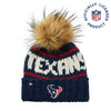 Lele Sadoughi Licensed Beanies NAVY TEXANS LELE X NFL BEANIE FAUX FUR POM