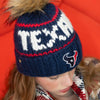 Lele Sadoughi Licensed Beanies NAVY TEXANS LELE X NFL BEANIE FAUX FUR POM