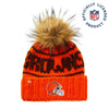 Lele Sadoughi Licensed Beanies ORANGE BROWNS LELE X NFL BEANIE FAUX FUR POM