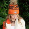 Lele Sadoughi Licensed Beanies ORANGE BROWNS LELE X NFL BEANIE FAUX FUR POM