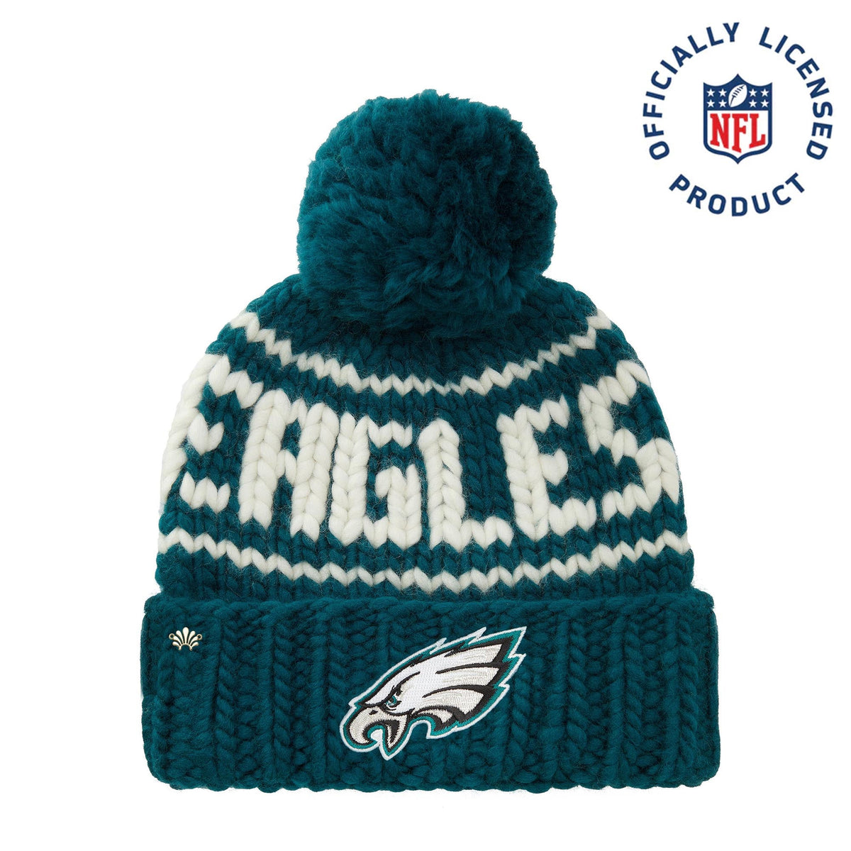Lele Sadoughi Licensed Beanies *PRE-ORDER* PHILADELPHIA GREEN EAGLES LELE SADOUGHI X NFL MIDNIGHT BEANIE YARN POM