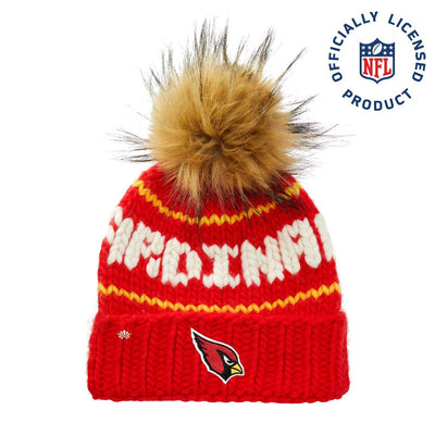 Lele Sadoughi Licensed Beanies RED CARDINALS LELE X NFL BEANIE FAUX FUR POM