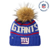 Lele Sadoughi Licensed Beanies ROYAL BLUE GIANTS LELE X NFL BEANIE FAUX FUR POM