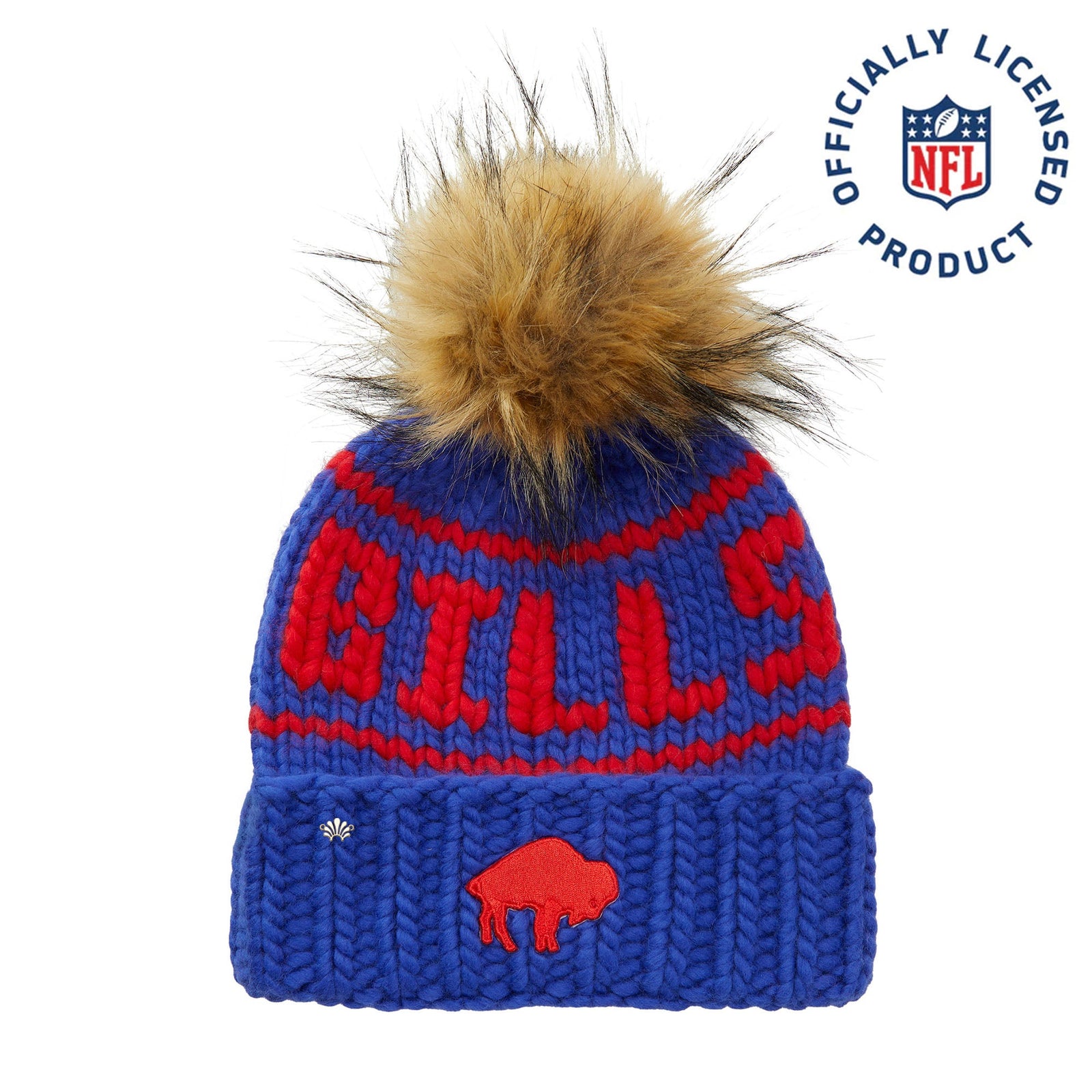 Lele Sadoughi Licensed Beanies ROYAL BLUE RETRO LELE X NFL BILLS BEANIE FAUX FUR POM