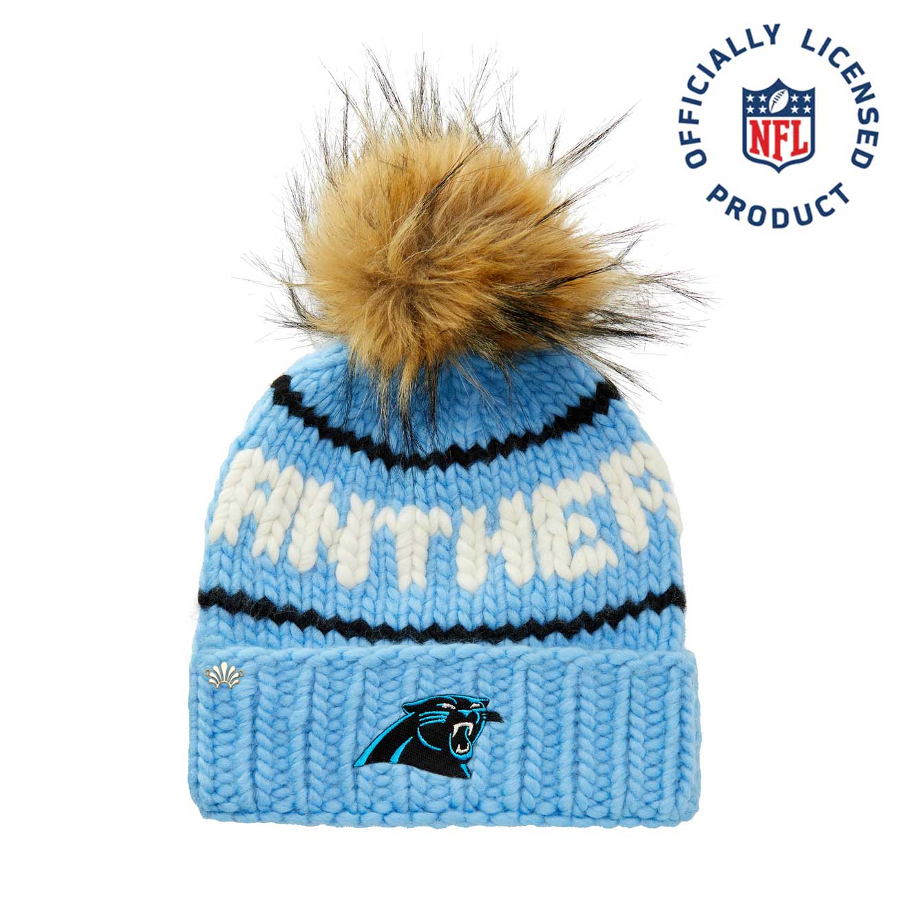 Lele Sadoughi Licensed Beanies SKY PANTHERS LELE X NFL BEANIE FAUX FUR POM