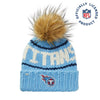 Lele Sadoughi Licensed Beanies SKY TITANS LELE X NFL BEANIE FAUX FUR POM