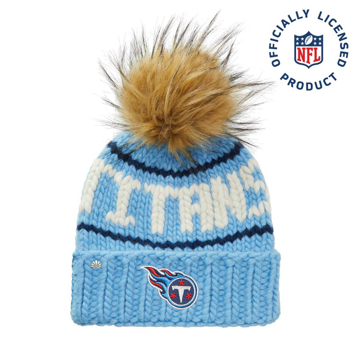 Lele Sadoughi Licensed Beanies SKY TITANS LELE X NFL BEANIE FAUX FUR POM