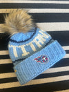 Lele Sadoughi Licensed Beanies SKY TITANS LELE X NFL BEANIE FAUX FUR POM