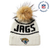 Lele Sadoughi Licensed Beanies WHITE JAGS LELE X NFL BEANIE FAUX FUR POM