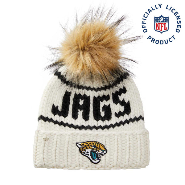 JACKSONVILLE JAGS LELE SADOUGHI X NFL WHITE BEANIE FAUX FUR POM