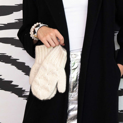 Lele Sadoughi Mittens IVORY MOTLEY MITTENS