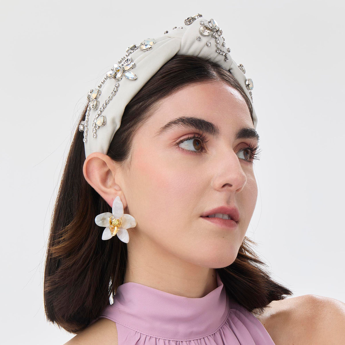 Lele Sadoughi MOON FLOWER KNOTTED FLORAL FÊTE SWARVSKI HEADBAND