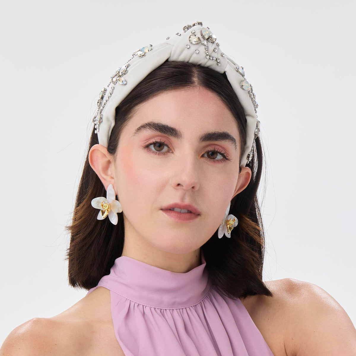 Lele Sadoughi MOON FLOWER KNOTTED FLORAL FÊTE SWARVSKI HEADBAND