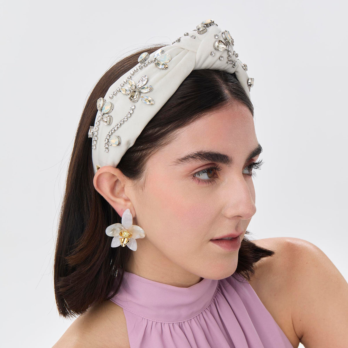 Lele Sadoughi MOON FLOWER KNOTTED FLORAL FÊTE SWARVSKI HEADBAND