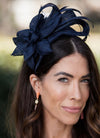 Lele Sadoughi NAVY PINWHEEL HOLLY SINAMAY HEADBAND