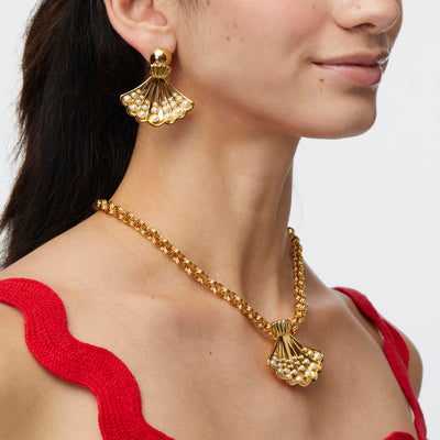 LELE SADOUGHI NECKLACE GOLD FAN SHELL COLLAR NECKLACE