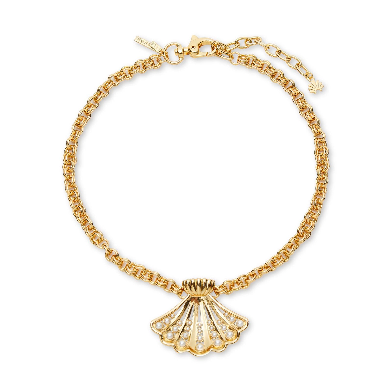 LELE SADOUGHI NECKLACE GOLD FAN SHELL COLLAR NECKLACE