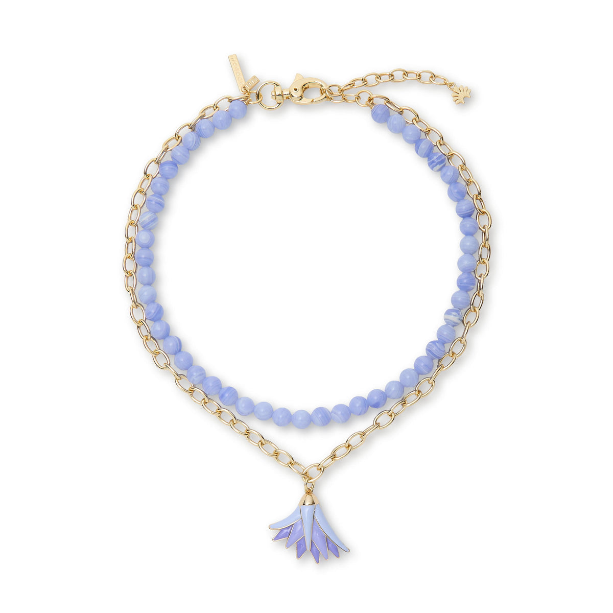 Lele Sadoughi NECKLACE LAVENDER ENAMEL LOTUS  NECKLACE SET