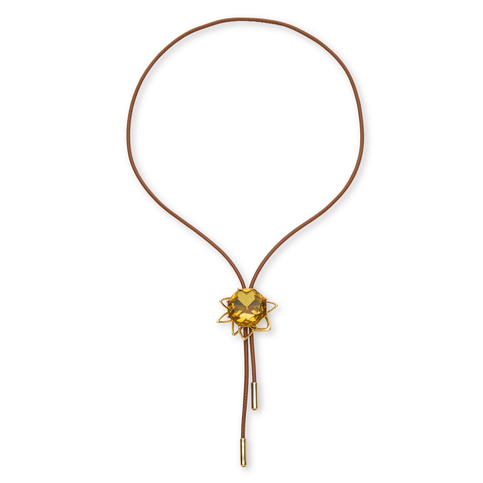 Lele Sadoughi NECKLACE ONE SIZE AMBER CRYSTAL SUNSTONE BOLO NECKLACE