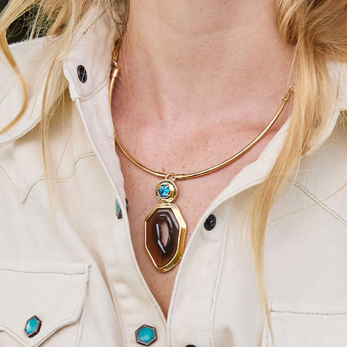 Lele Sadoughi NECKLACES COYOTE TWILIGHT AGATE DROP COLLAR NECKLACE