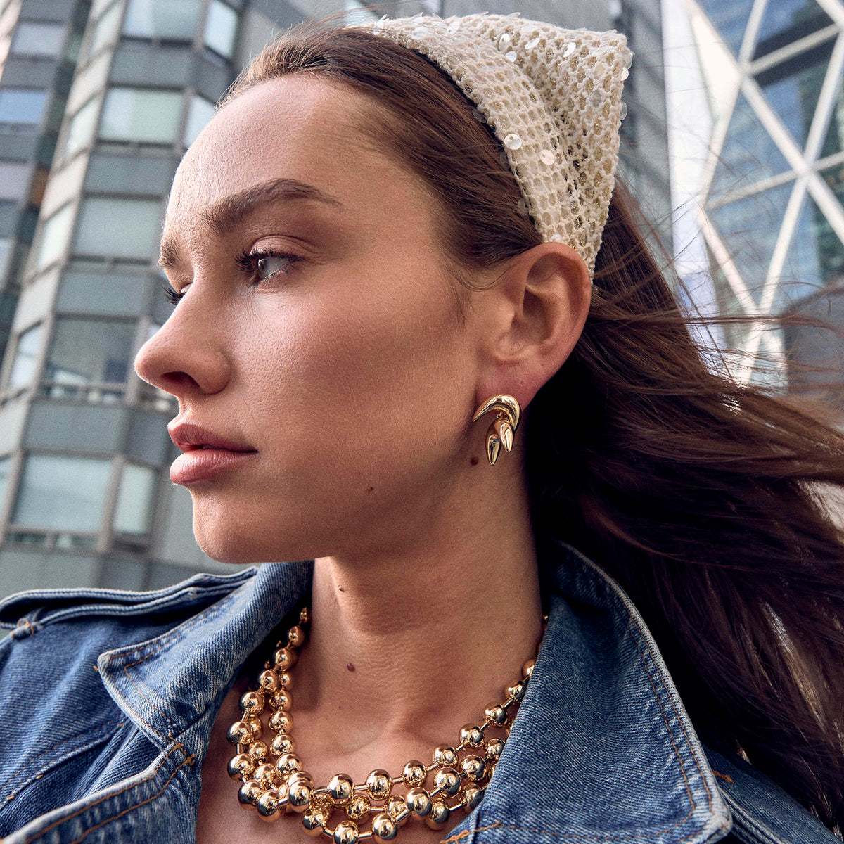 Lele Sadoughi NECKLACES GOLD DIANA TRIPLE ROW NECKLACE