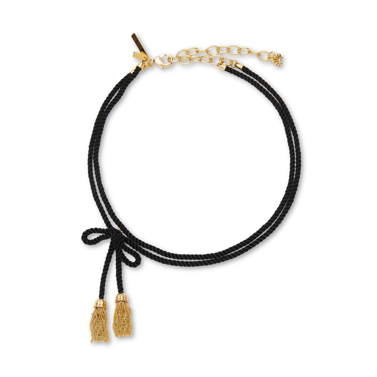 Lele Sadoughi NECKLACES JET SILK ROPE BOW TASSEL NECKACE