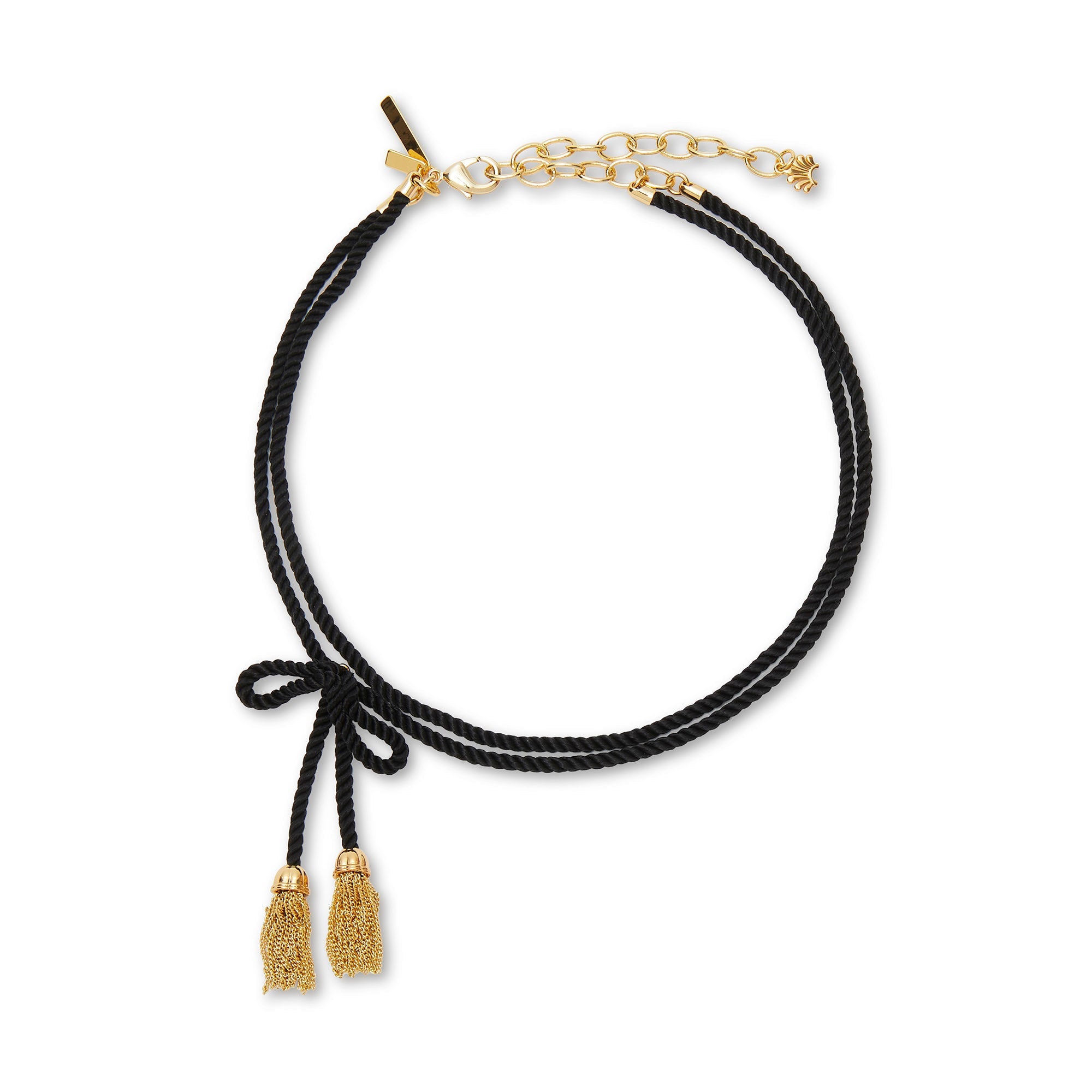 Lele Sadoughi NECKLACES JET SILK ROPE BOW TASSEL NECKACE