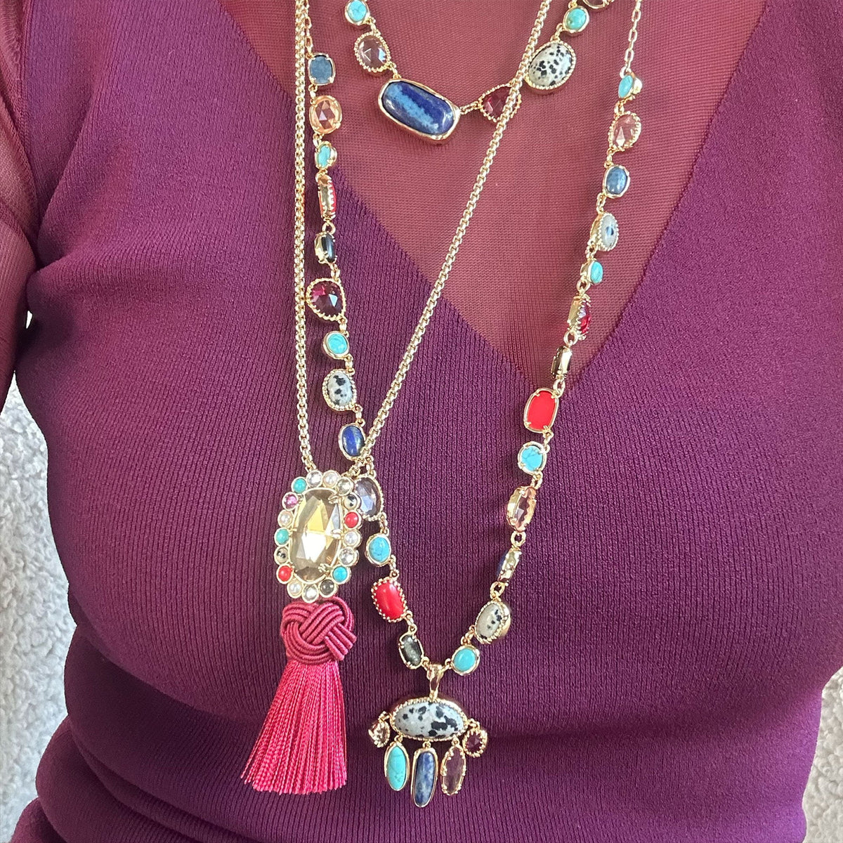 Lele Sadoughi NECKLACES MULTI GEM CALYPSO STONE CHANDELIER NECKLACE