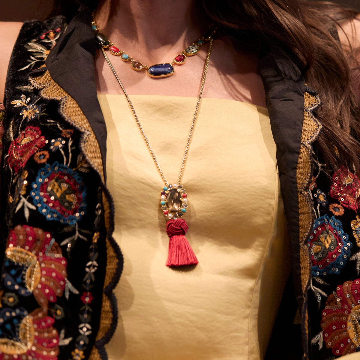 Lele Sadoughi NECKLACES MULTI GEM CALYPSO TASSEL CONVERTIBLE NECKLACE