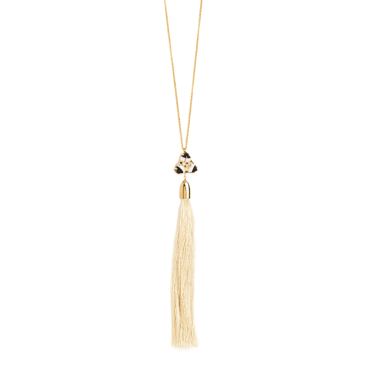 Lele Sadoughi NECKLACES ONYX MARBLE STRIPED ORCHID TASSEL NECKLACE