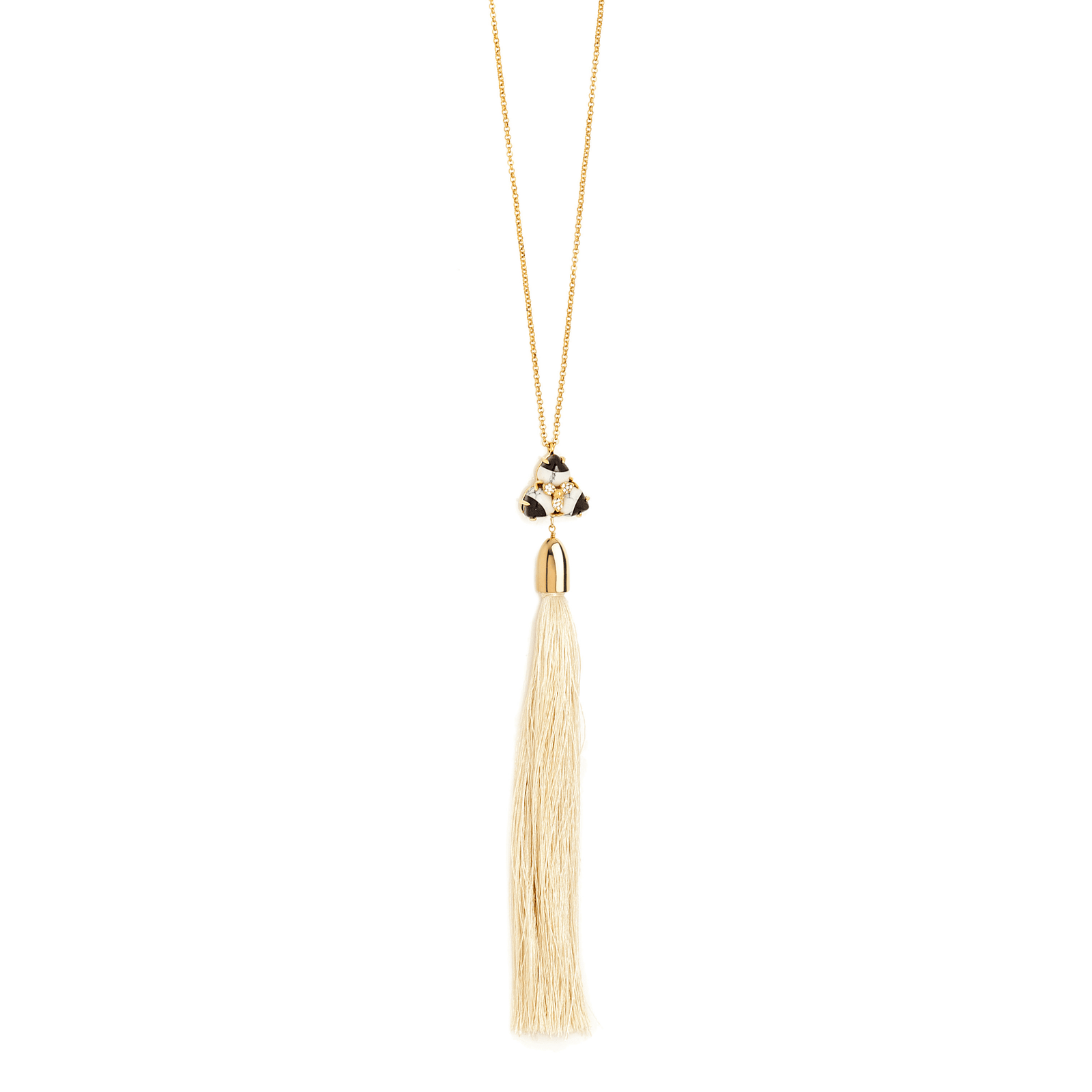 Lele Sadoughi NECKLACES ONYX MARBLE STRIPED ORCHID TASSEL NECKLACE