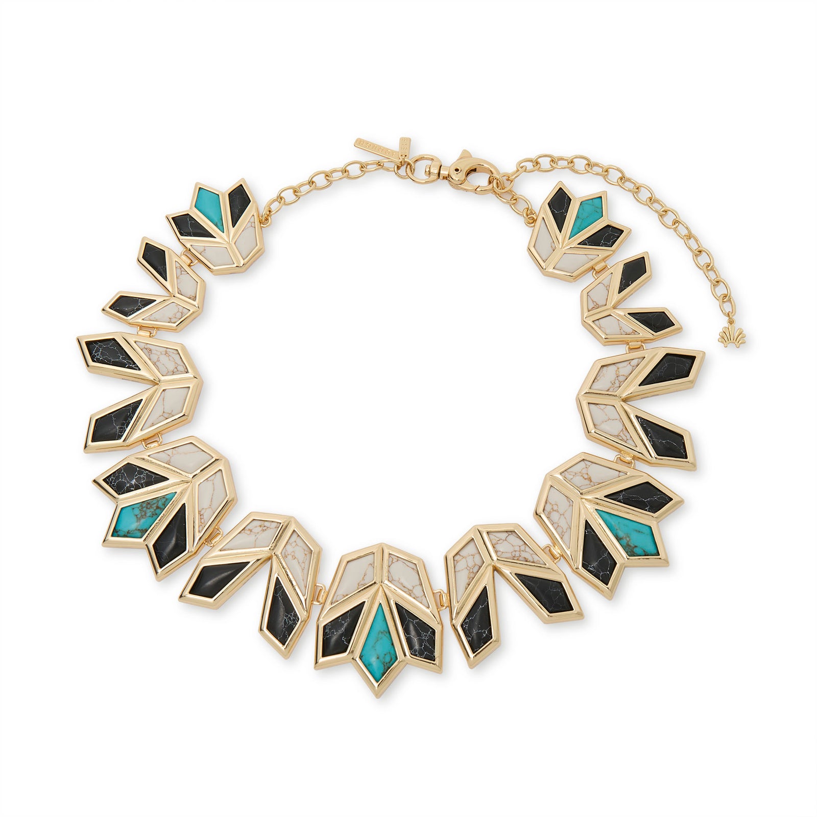 Lele Sadoughi NECKLACES ONYX TURQUOISE STONE LOTUS NECKLACE