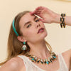 Lele Sadoughi NECKLACES ONYX TURQUOISE STONE LOTUS NECKLACE