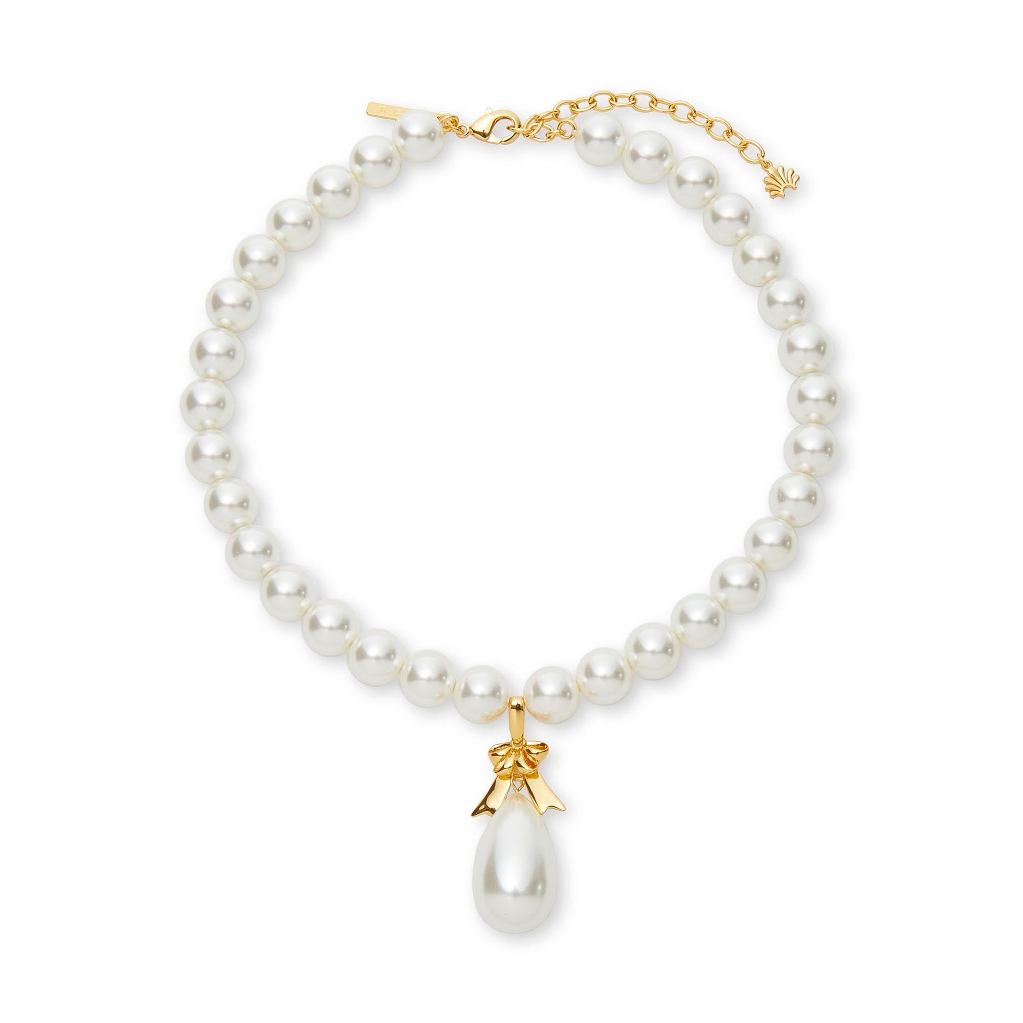Lele Sadoughi NECKLACES PEARL BOW DROPLET NECKLACE