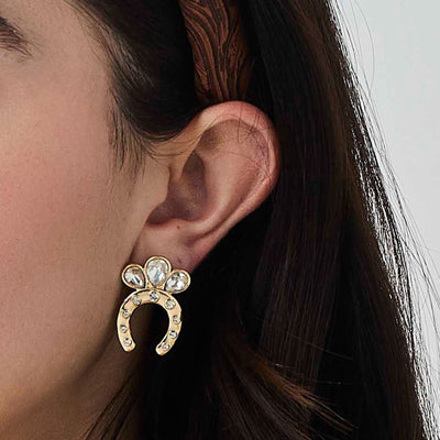 Lele Sadoughi EARRING ONE SIZE CRYSTAL HORSESHOE STUD EARRINGS