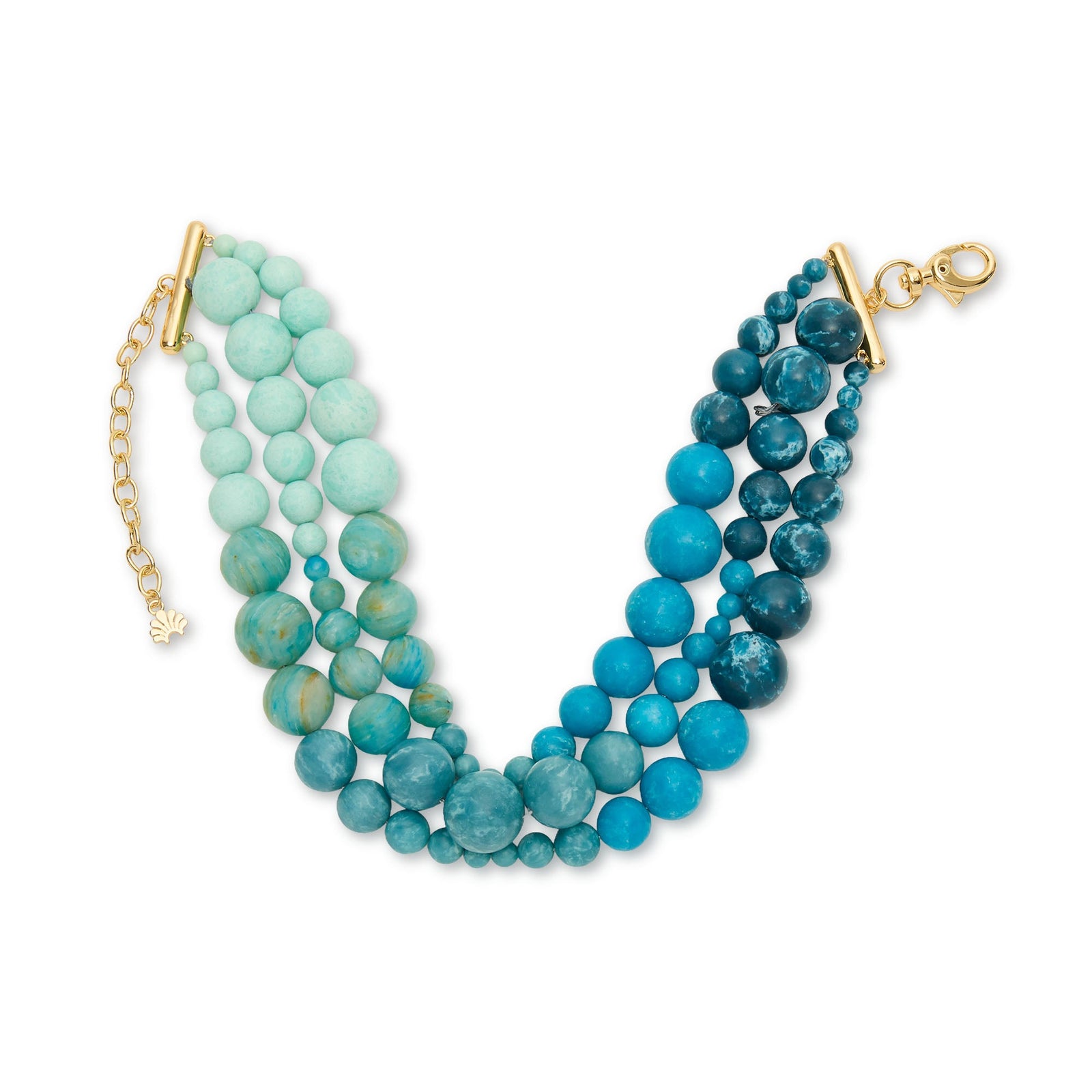 Lele Sadoughi NECKLACES SEAFOAM SPRAY RIVIERA DIANA TRIPLE ROW NECKLACE