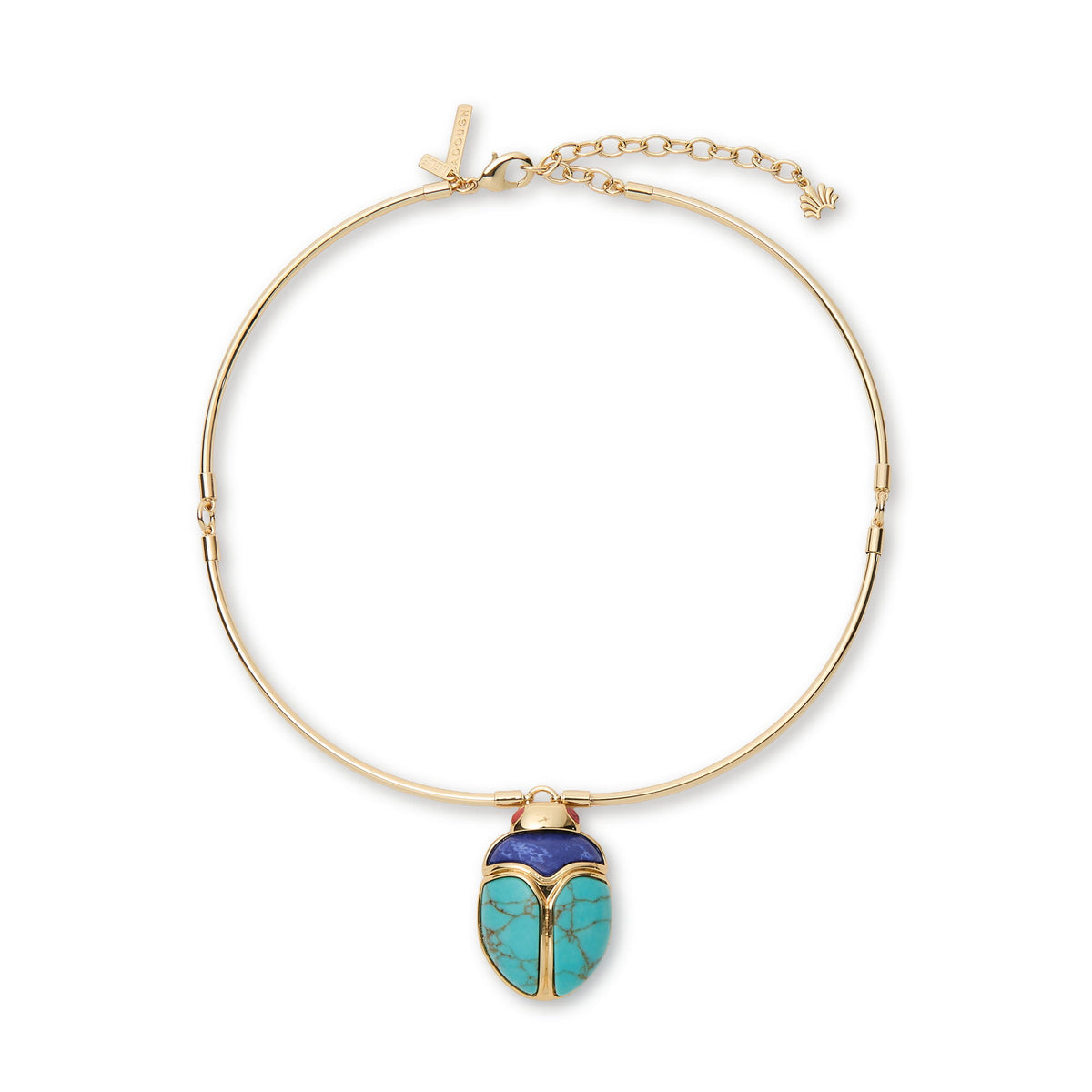 Lele Sadoughi NECKLACES TURQUOISE LAPIS STONE SCARAB COLLAR NECKLACE
