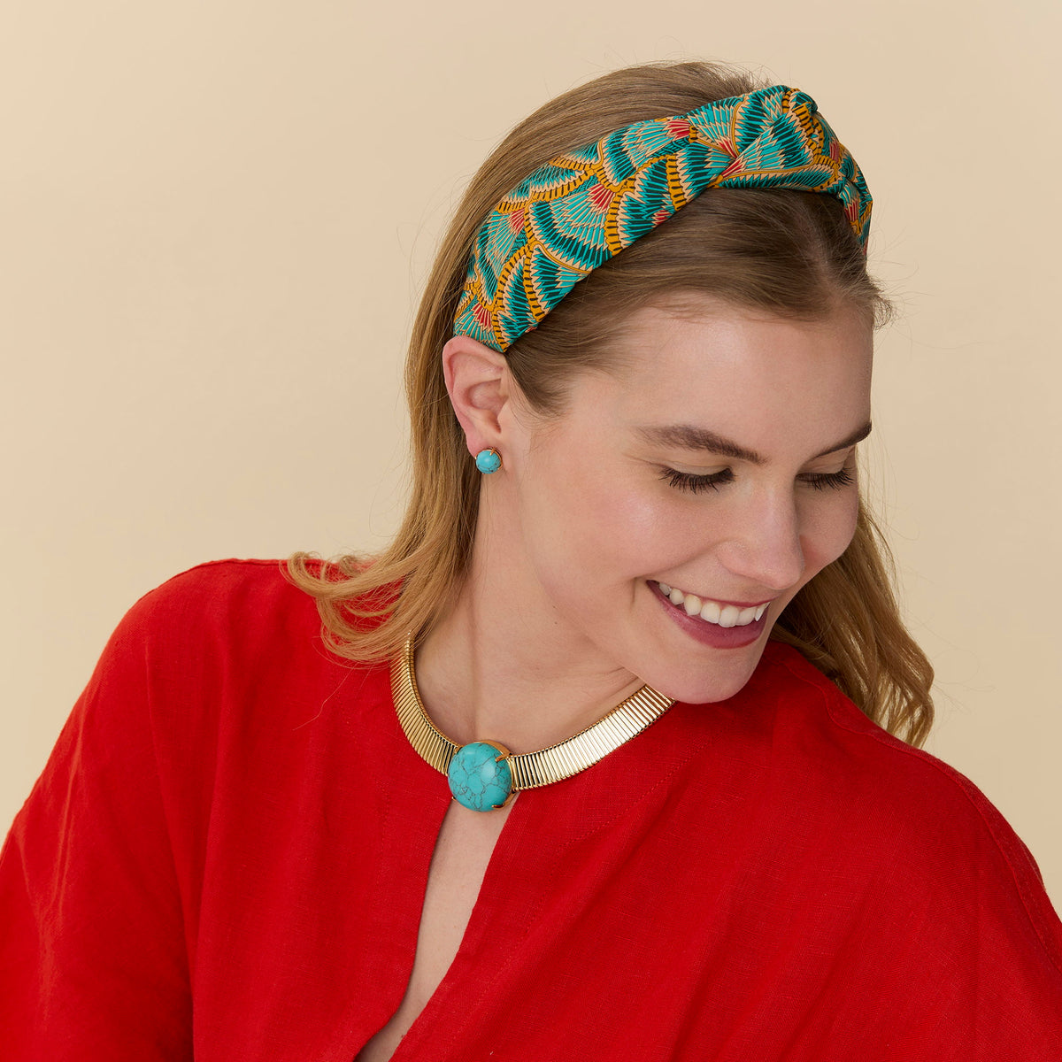 Lele Sadoughi NECKLACES TURQUOISE STONE SET SNAKE CHAIN NECKLACE