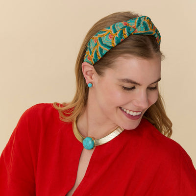 Lele Sadoughi NECKLACES TURQUOISE STONE SET SNAKE CHAIN NECKLACE