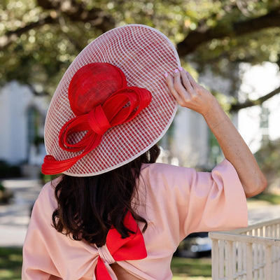 LELE SADOUGHI RED SUZANNAH FASCINATOR